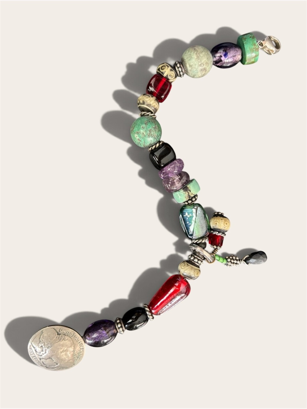 Handcrafted Southwestern Sterling Silver Multi-Gemstone Bracelet | Size 6.75”